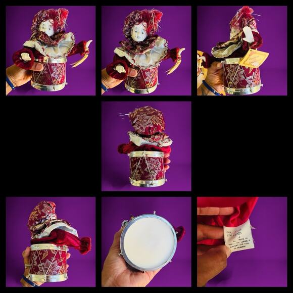 3 Piece Set Collector Edition Porcelain Collectible Jester in Musical Drum Clown - Picture 3 of 16